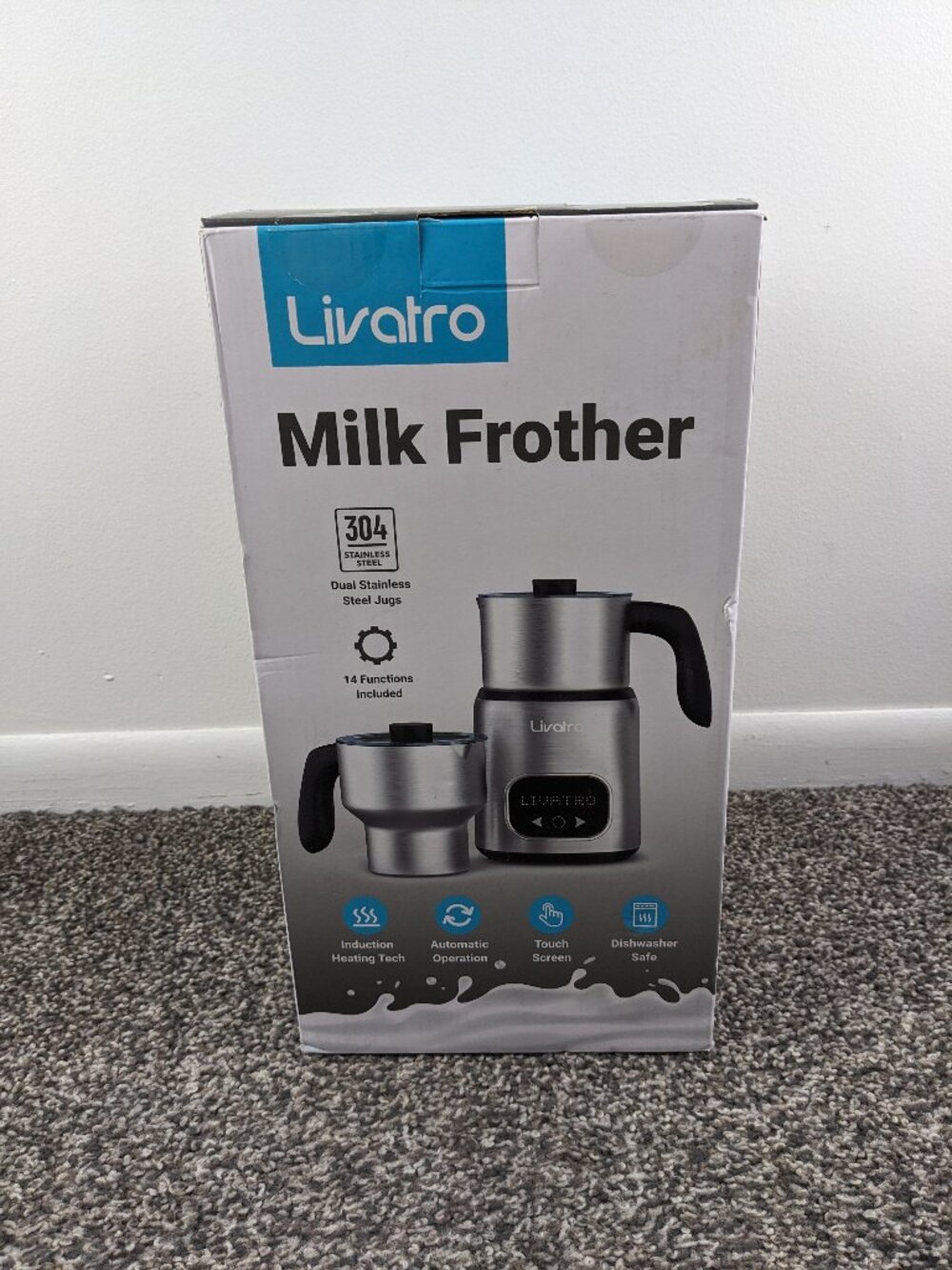 14-in-1 Electric Milk Frother and Steamer with Dual Detachable Cups (21oz & 13.5